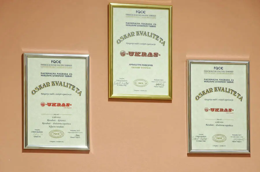 Tri diplome dodeljene firmi Ukras